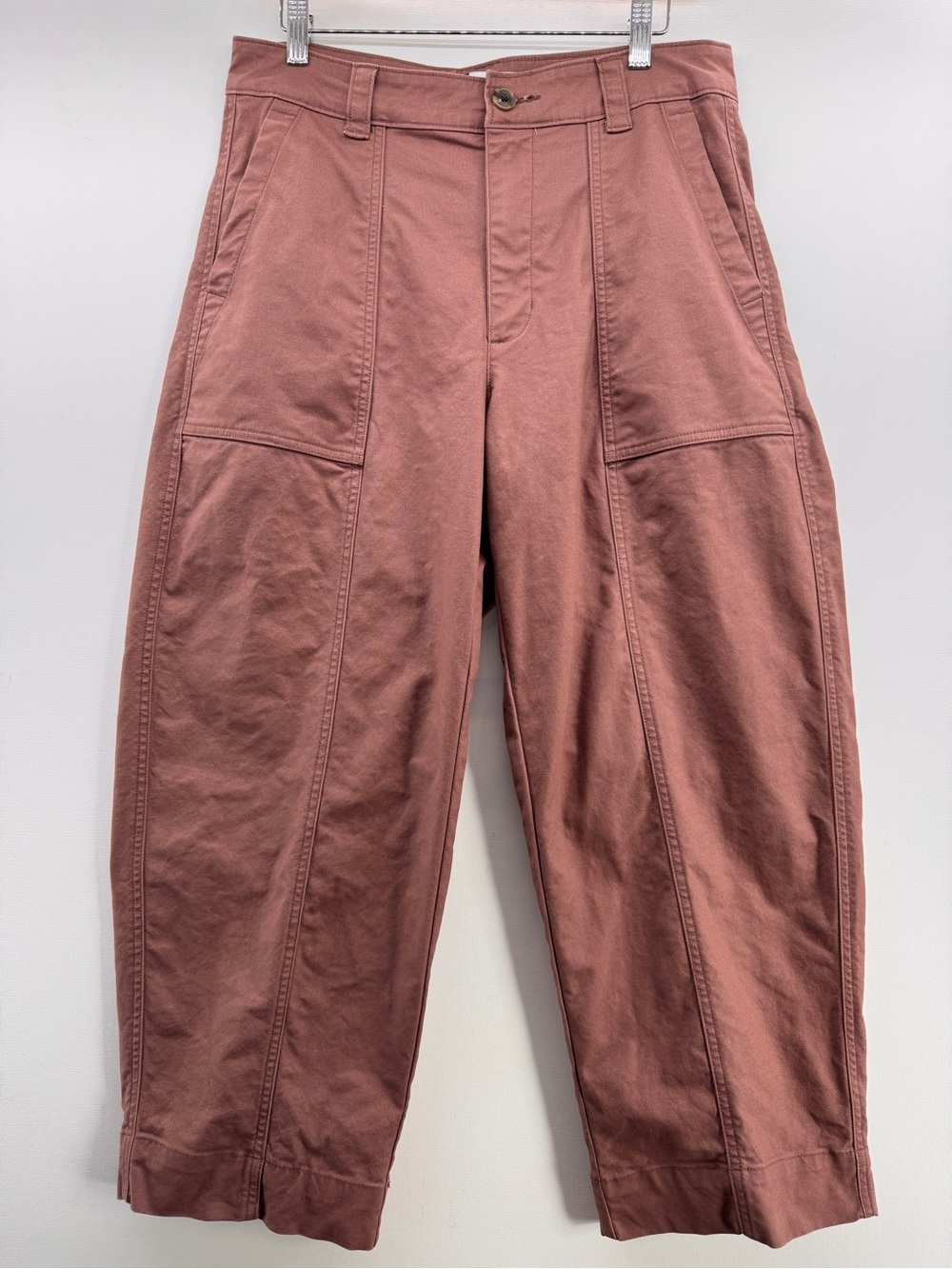 Old Navy High Rise Barrel Leg Ankle Pants Stretch Cotton Warm Taupe Size 8